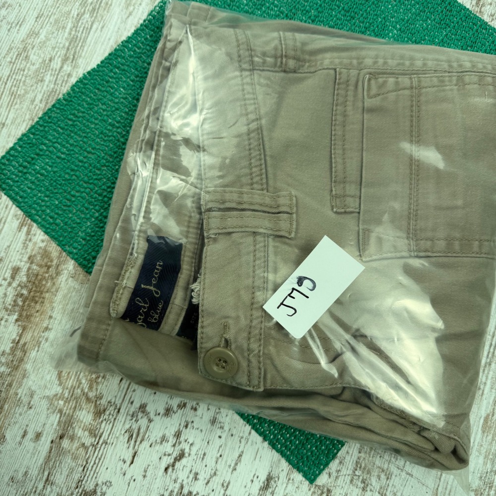 VTG Y2K Earl Jean Khaki Flare Pants Tan Wide Leg Patch Pocket Sz 7 Ultra LowRise - Picture 11 of 11